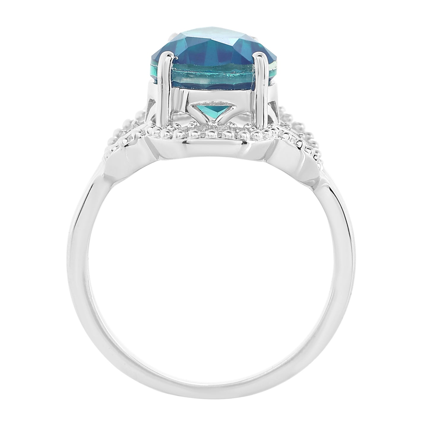 Inel din Argint 925 ( 3.65 grame ) cu Cuarț Păun și Topaz Alb 4.19 Carate