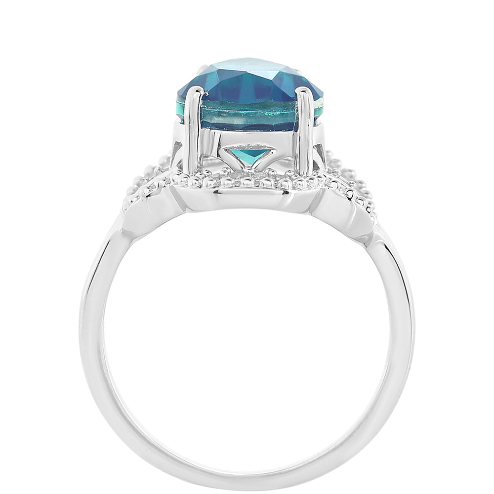 Inel din Argint 925 ( 3.65 grame ) cu Cuarț Păun și Topaz Alb 4.19 Carate 3 