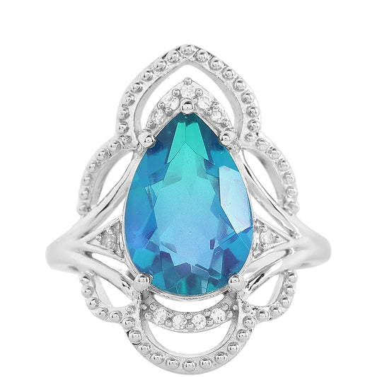 Inel din Argint 925 ( 3.65 grame ) cu Cuarț Păun și Topaz Alb 4.19 Carate