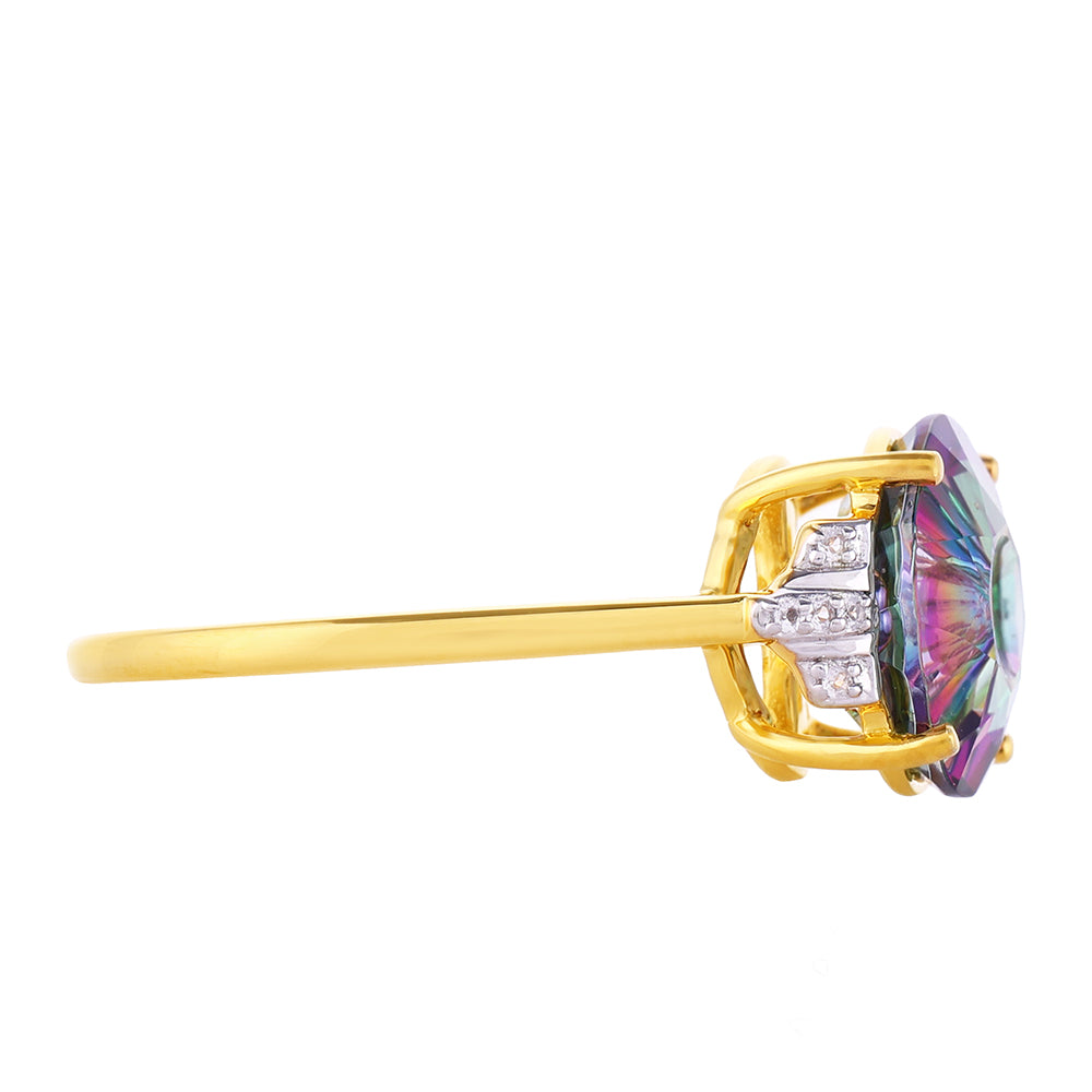 Inel din Argint 925 Placat cu Aur ( 1.7 grame ) cu Rubelit Cruzeiro și Topaz Mistic 3.58 Carate 2 