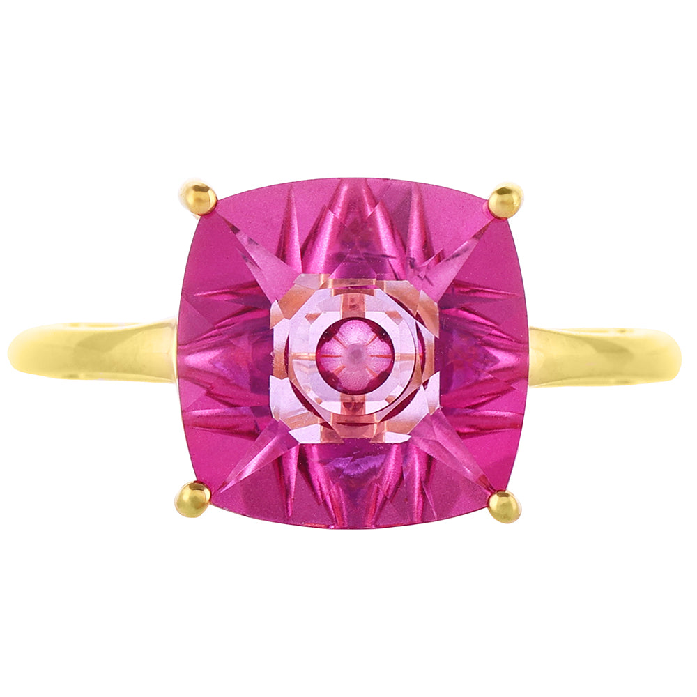 Inel din Argint 925 Placat cu Aur ( 1.57 grame ) cu Tanzanit și Topaz Mistic Roz 4.07 Carate