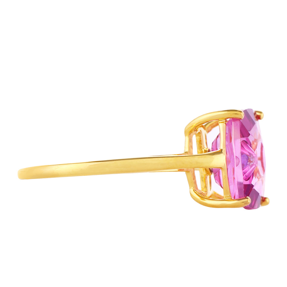 Inel din Argint 925 Placat cu Aur ( 1.57 grame ) cu Tanzanit și Topaz Mistic Roz 4.07 Carate