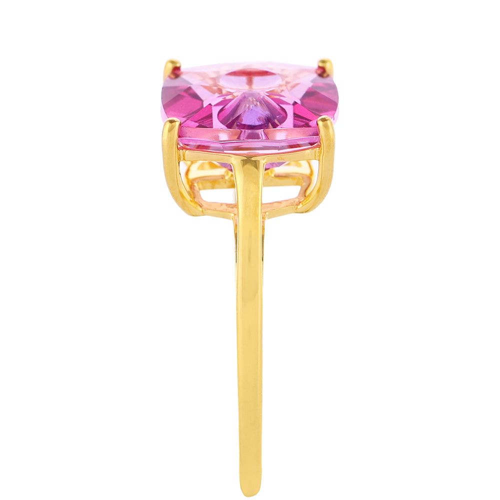 Inel din Argint 925 Placat cu Aur ( 1.57 grame ) cu Tanzanit și Topaz Mistic Roz 4.07 Carate 3 