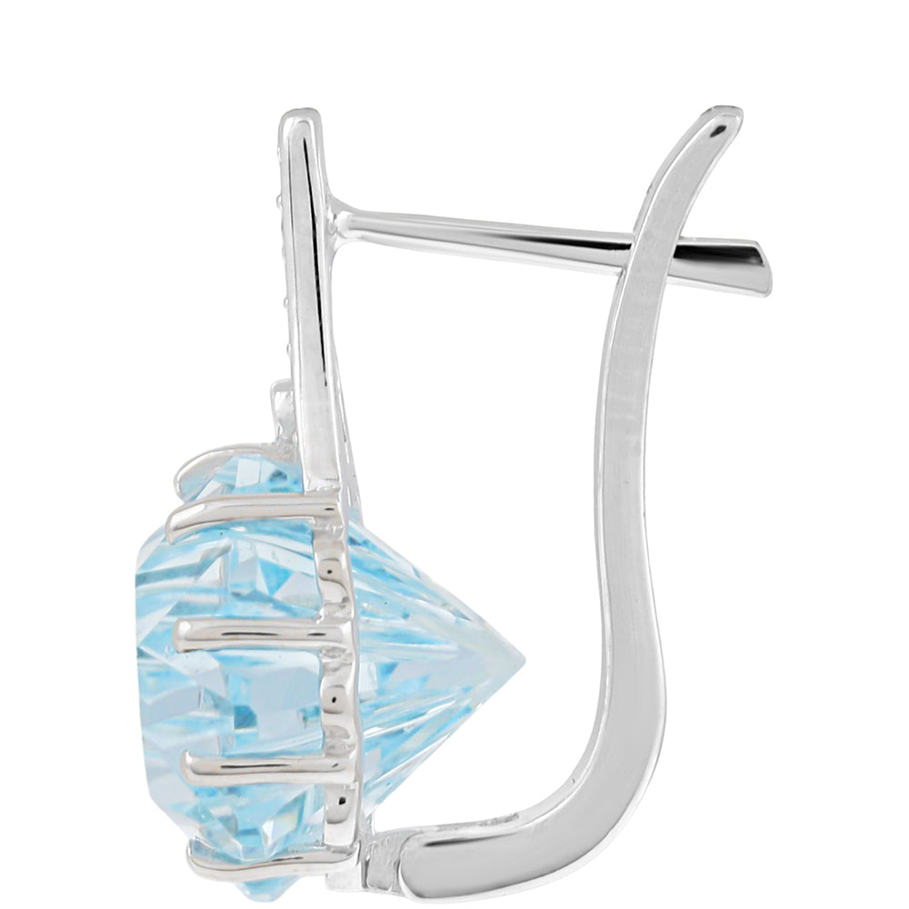 Cercei din Argint 925 ( 2.41 grame ) cu Topaz Albastru ca Cerul și Zircon Natural 10.72 Carate 2 