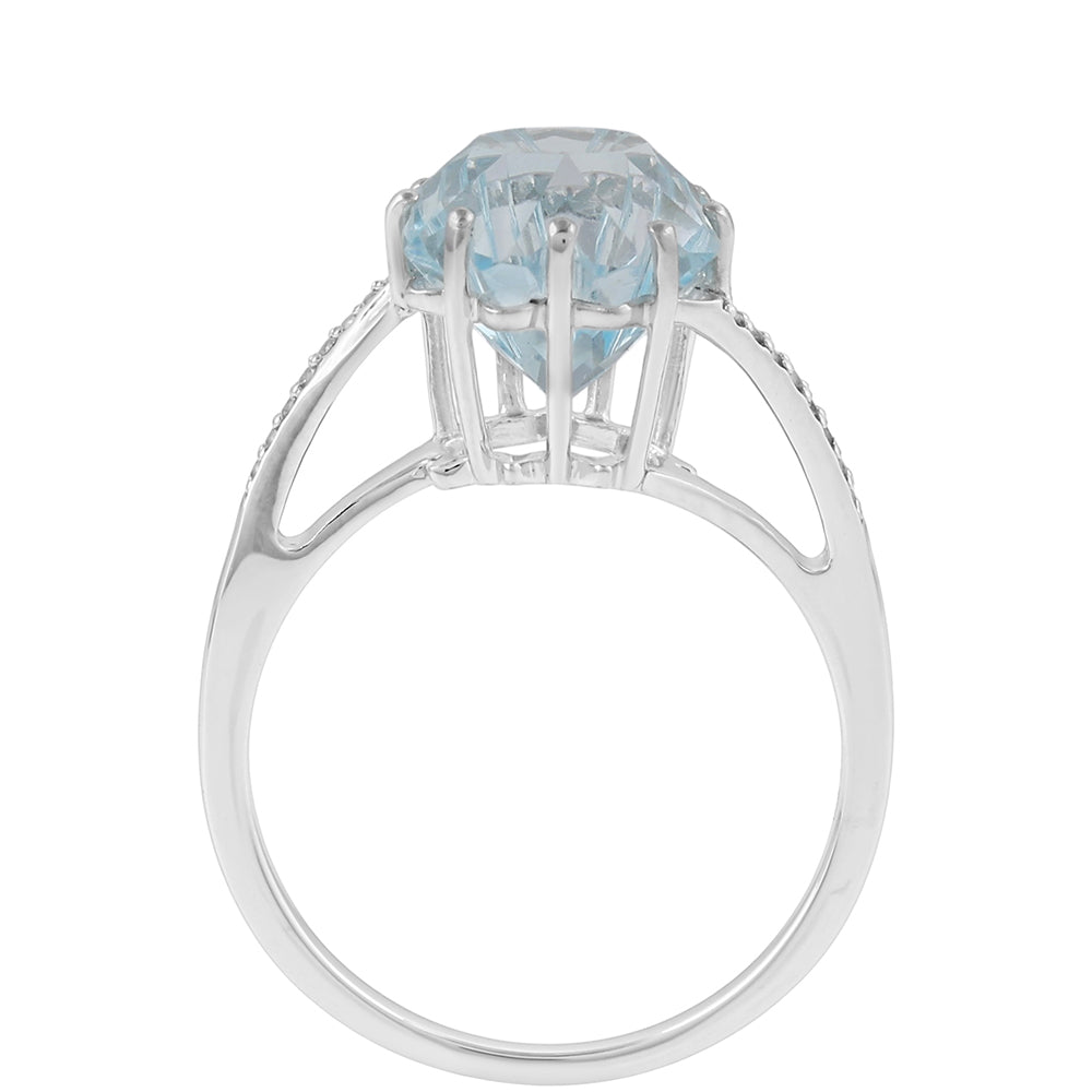 Inel din Argint 925 ( 2.42 grame ) cu Topaz Albastru ca Cerul și Zircon Natural 4.95 Carate