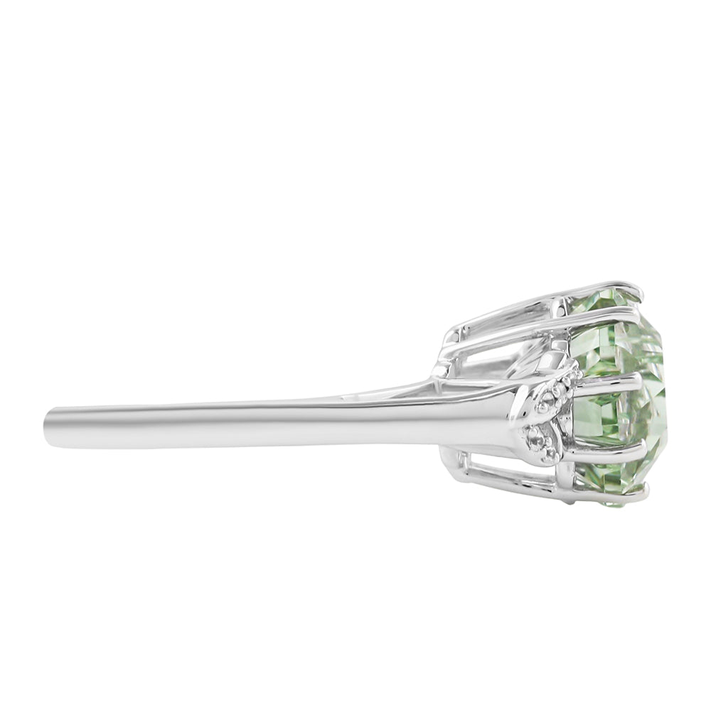 Inel din Argint 925 ( 2.97 grame ) cu Ametist Verde și Zircon Natural 3.48 Carate