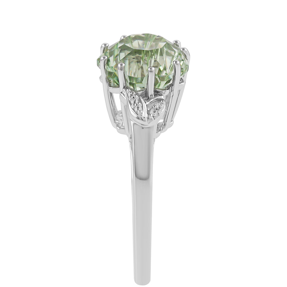 Inel din Argint 925 ( 2.97 grame ) cu Ametist Verde și Zircon Natural 3.48 Carate 3 