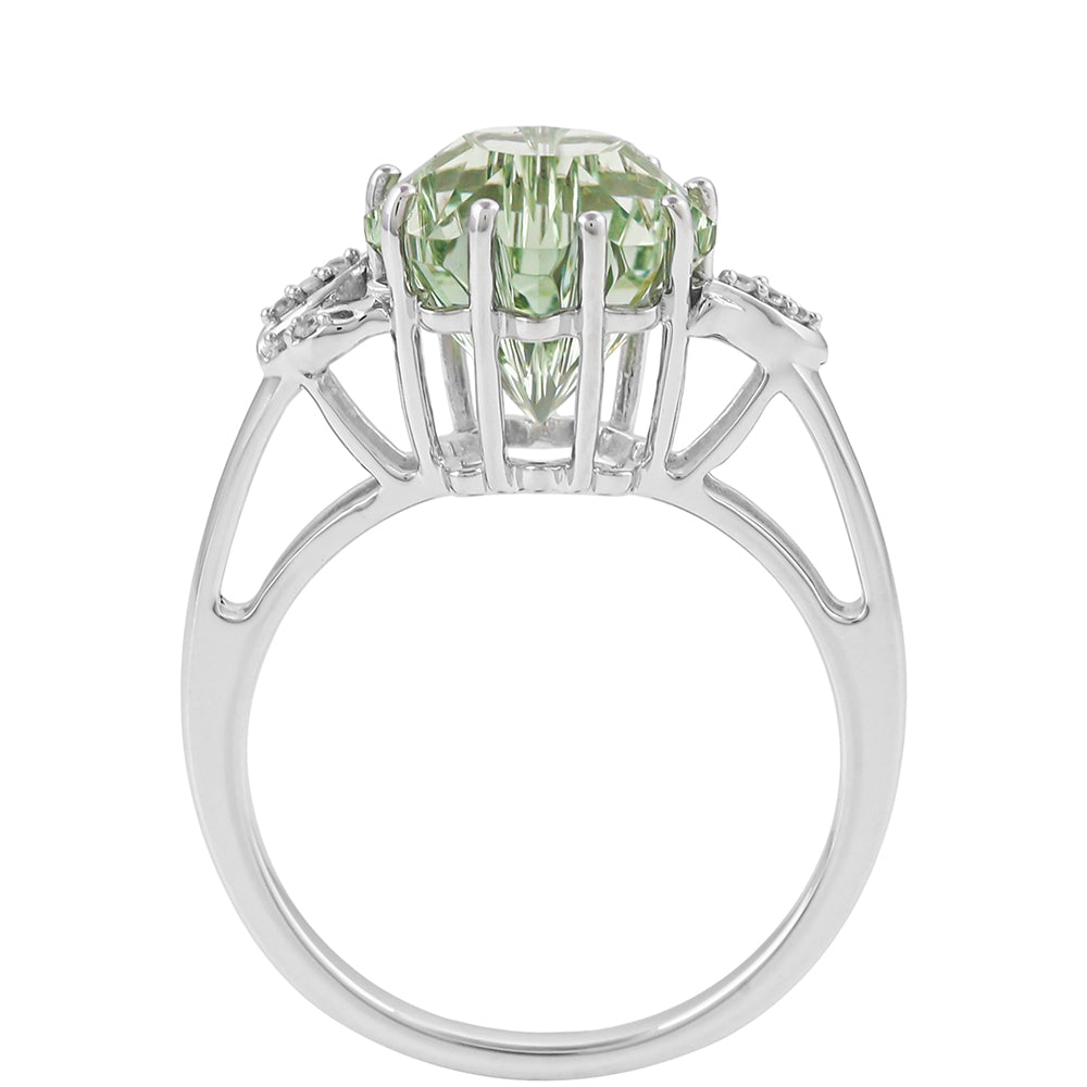 Inel din Argint 925 ( 2.97 grame ) cu Ametist Verde și Zircon Natural 3.48 Carate