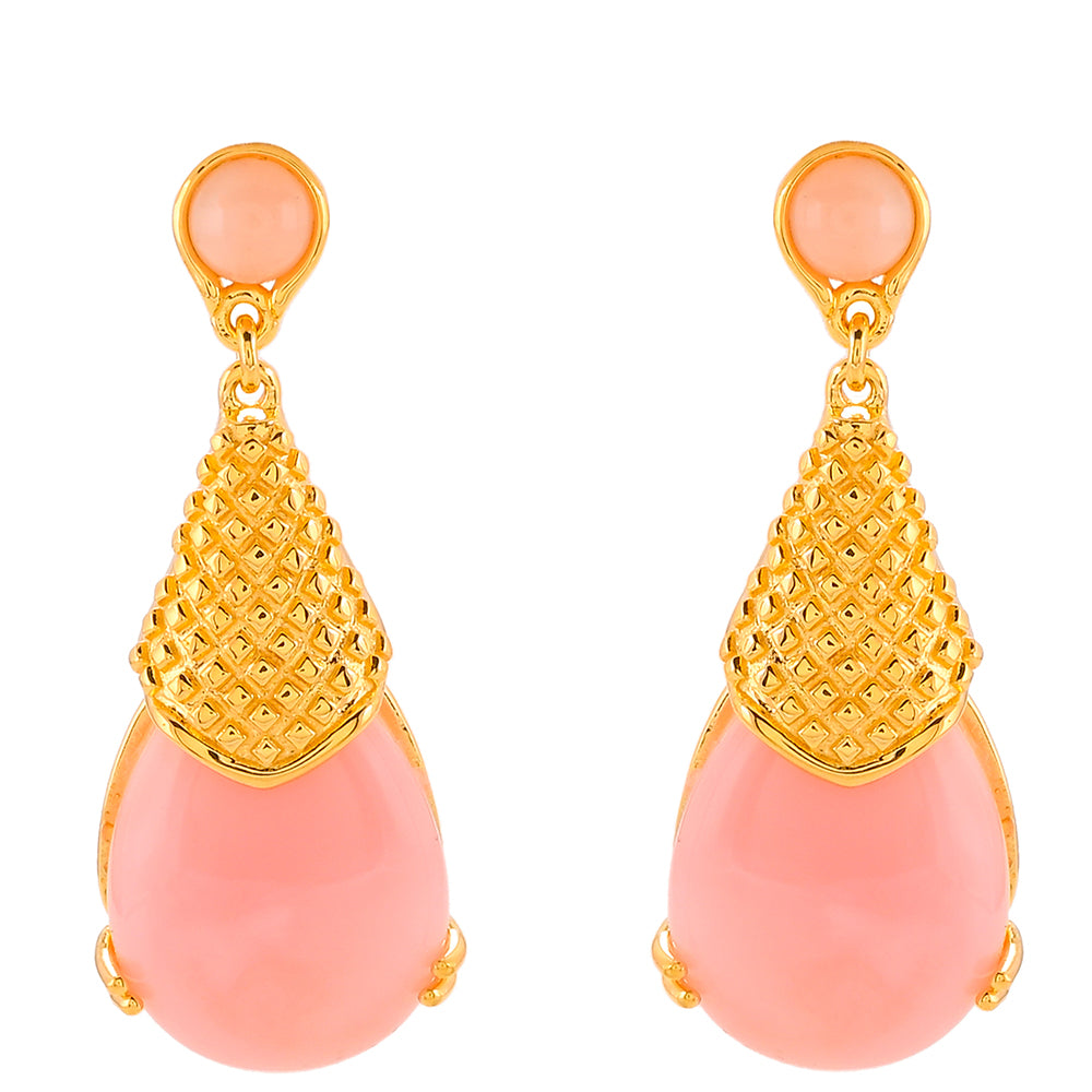 Cercei din Argint 925 Placat cu Aur ( 5.42 grame ) cu Opal Roz 23.2 Carate