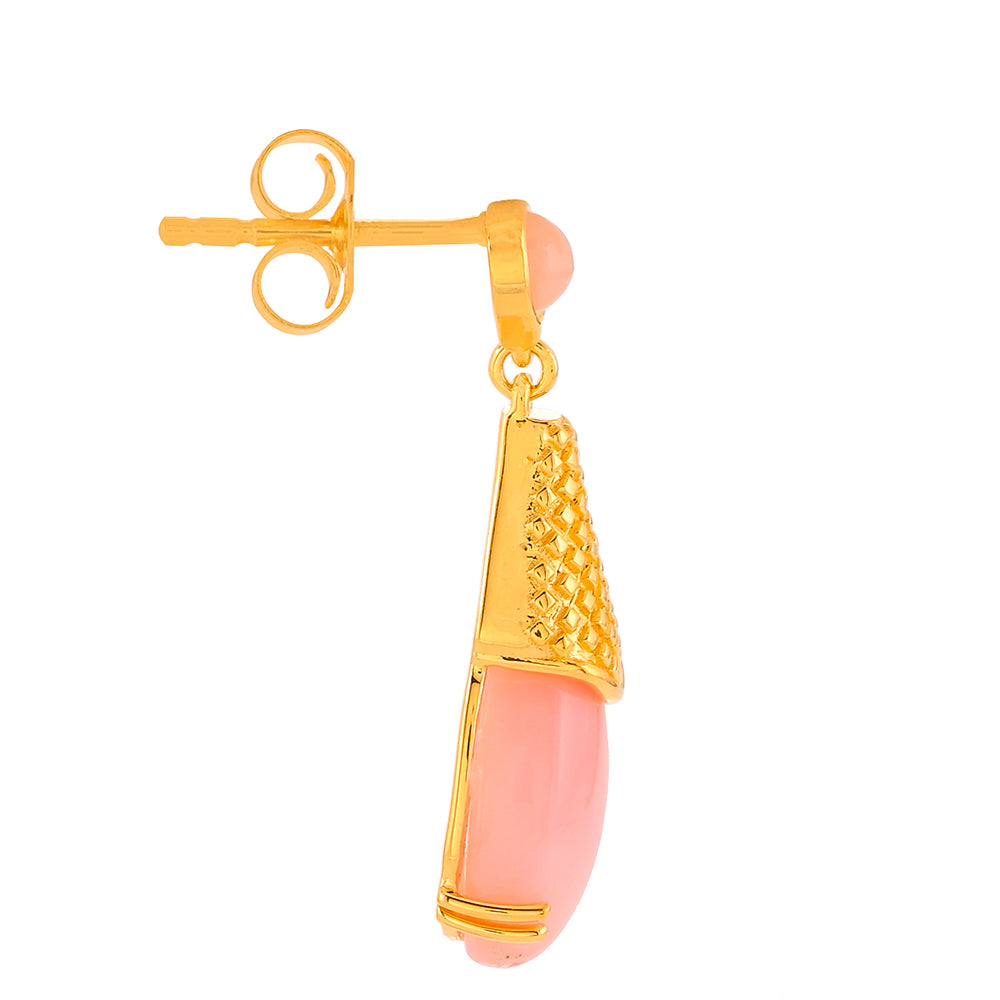 Cercei din Argint 925 Placat cu Aur ( 5.42 grame ) cu Opal Roz 23.2 Carate 2 