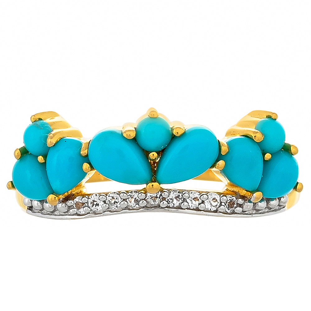 Inel din Argint 925 Placat cu Aur ( 2.83 grame ) cu Turcoaz ”Frumoasa Adormită” 1.29 Carate