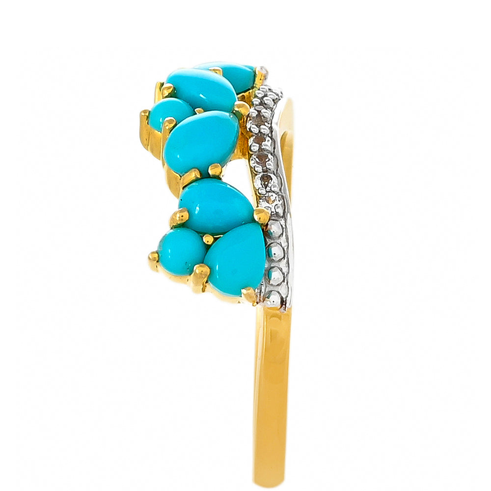 Inel din Argint 925 Placat cu Aur ( 2.83 grame ) cu Turcoaz ”Frumoasa Adormită” 1.29 Carate