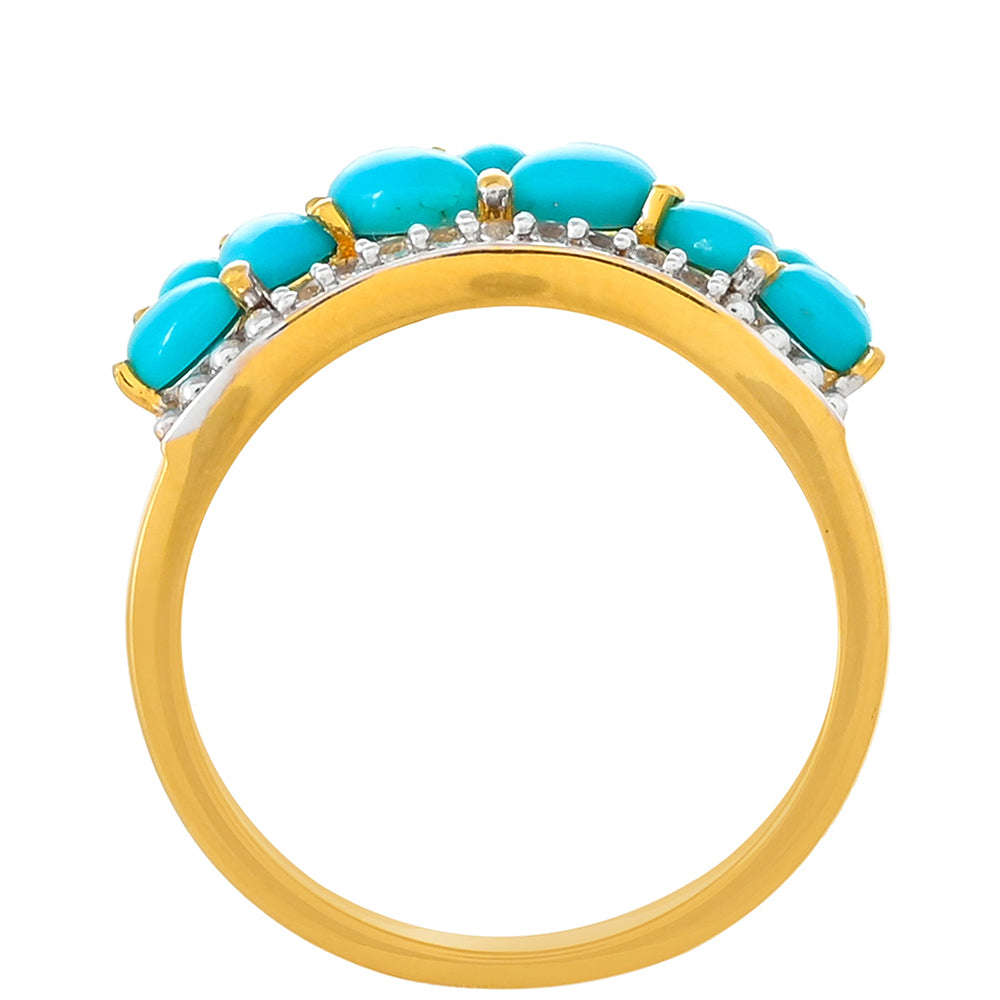 Inel din Argint 925 Placat cu Aur ( 2.83 grame ) cu Turcoaz ”Frumoasa Adormită” 1.29 Carate 4 