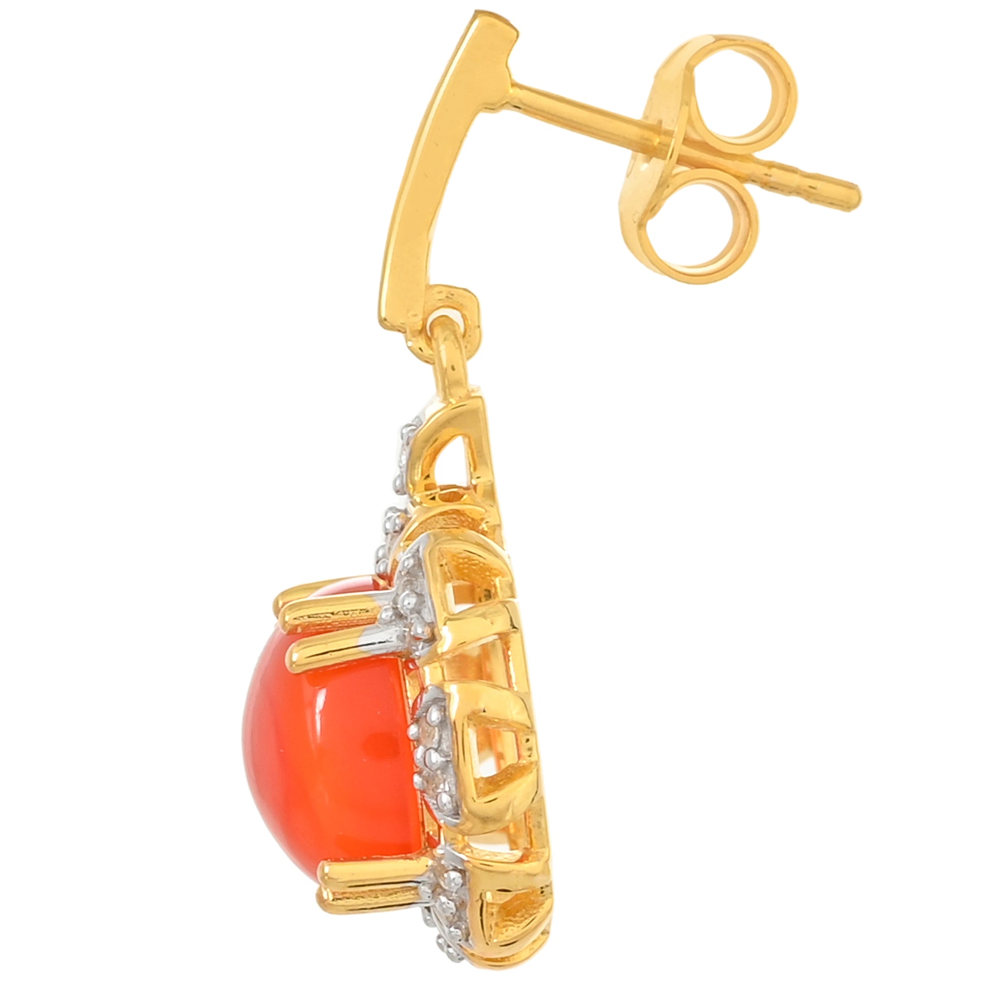 Cercei din Argint 925 Placat cu Aur ( 3.75 grame ) cu Carneol și Topaz Alb 5.86 Carate 2 