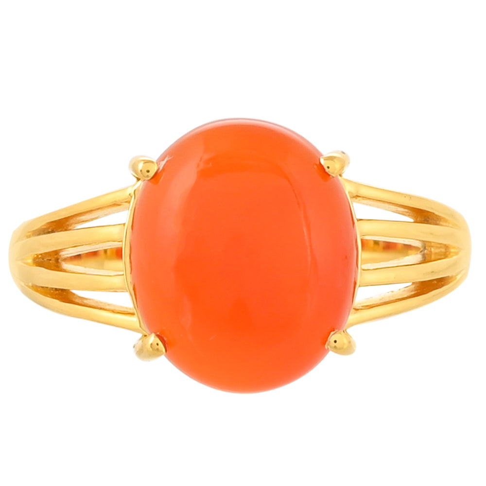 Inel din Argint 925 Placat cu Aur ( 2.91 grame ) cu Carneol 4.64 Carate