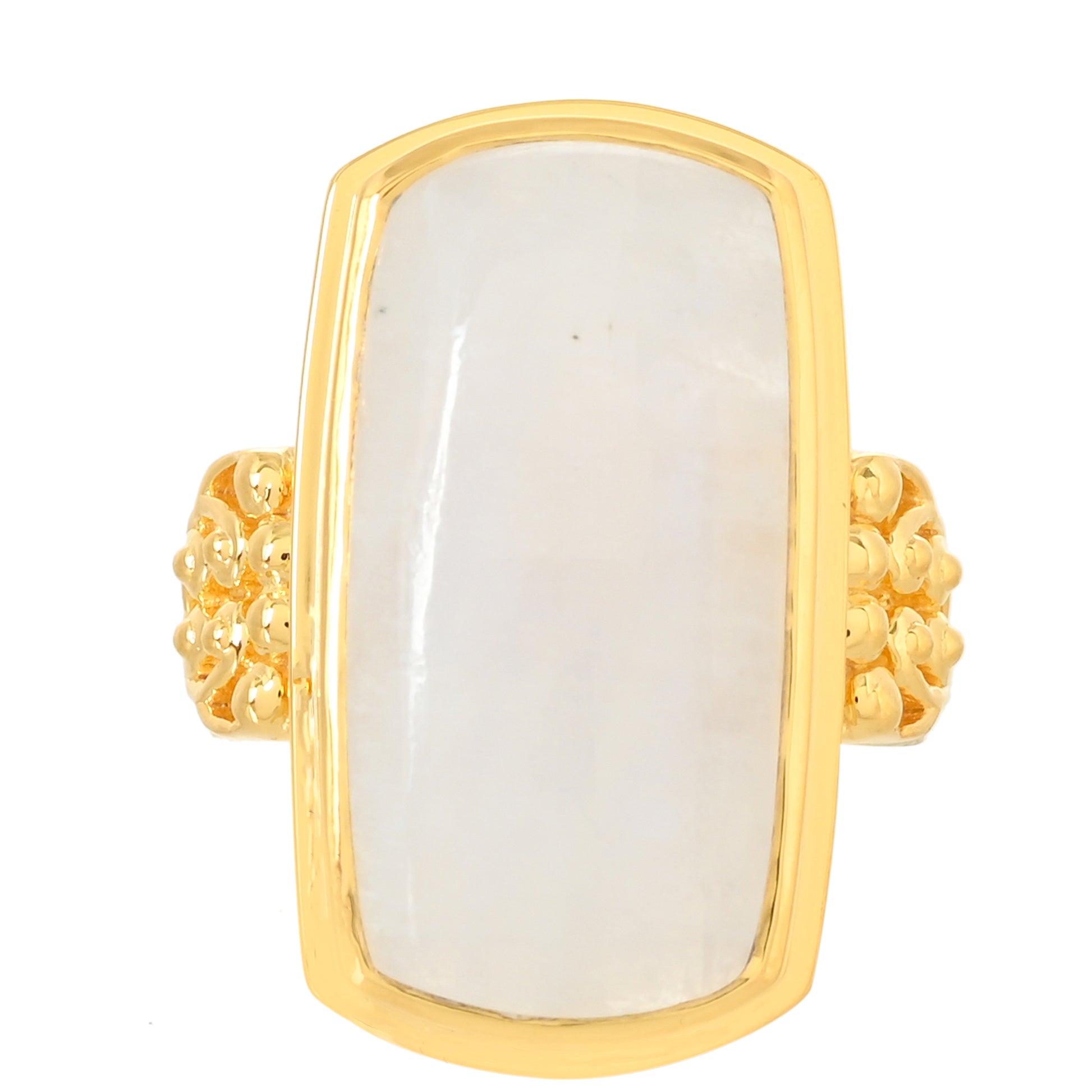 Inel din Argint 925 Placat cu Aur ( 6.96 grame ) cu Piatra Lunii Curcubeu 17.33 Carate 1 