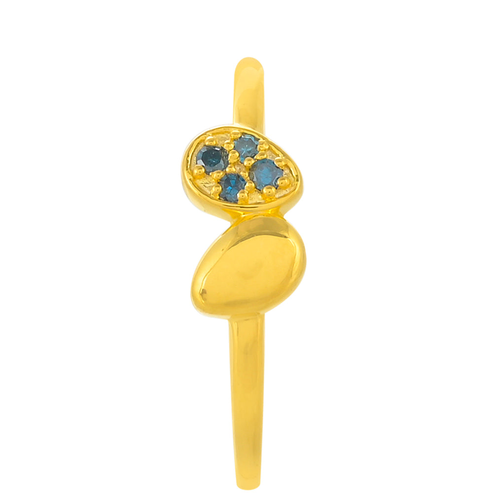Inel din Argint 925 Placat cu Aur ( 1.37 grame ) cu Diamant Albastru 0.05 Carate 3 