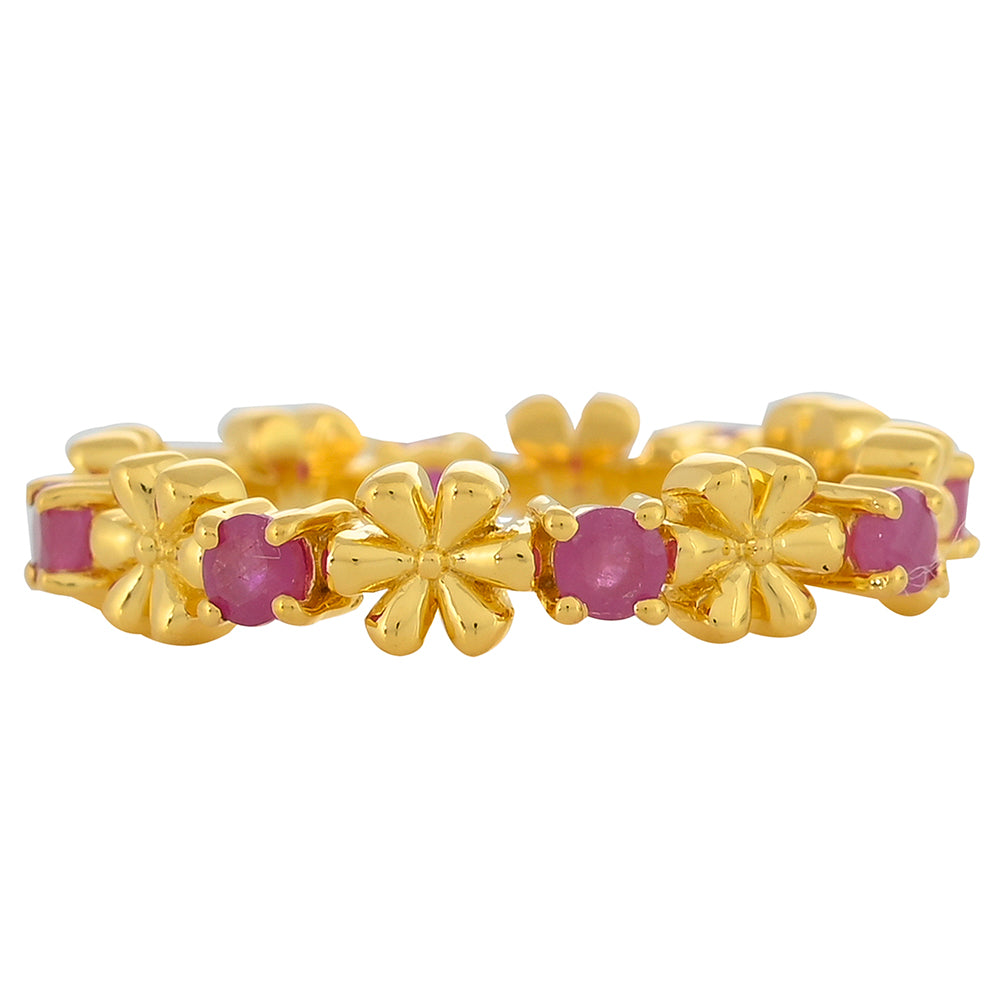 Inel din Argint 925 Placat cu Aur ( 3.02 grame ) cu Rubin Thailandez 0.87 Carate 1 