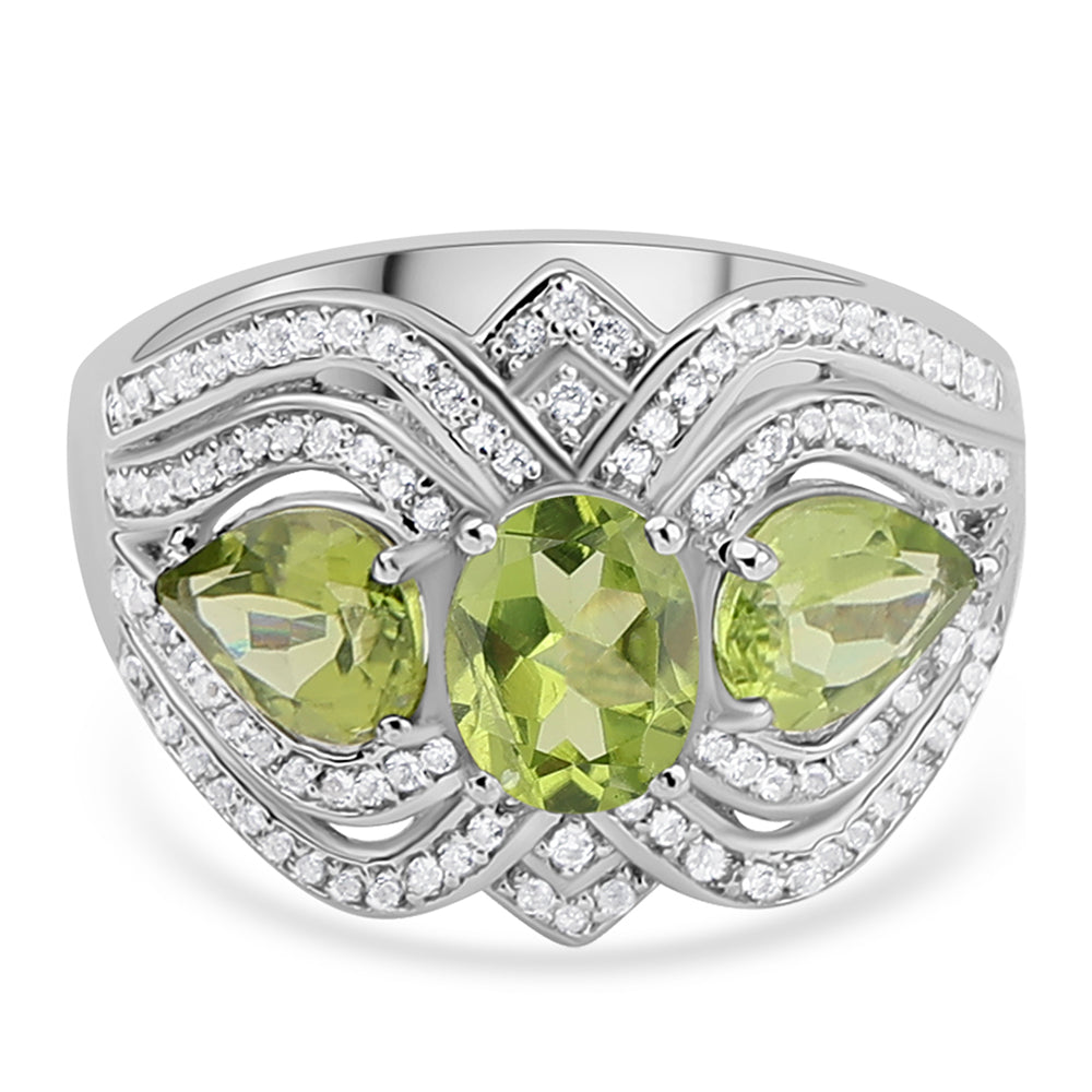 Inel din Argint 925 ( 5.24 grame ) cu Peridot 4.06 Carate