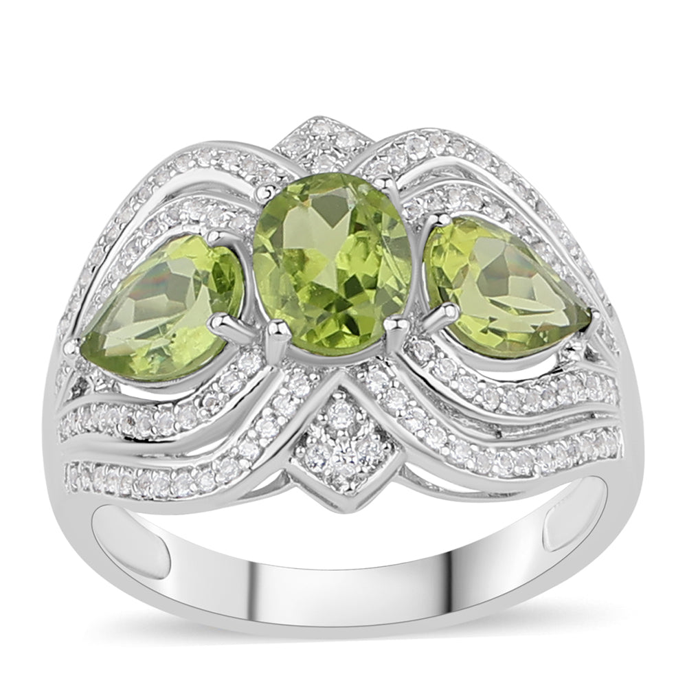 Inel din Argint 925 ( 5.24 grame ) cu Peridot 4.06 Carate 2 