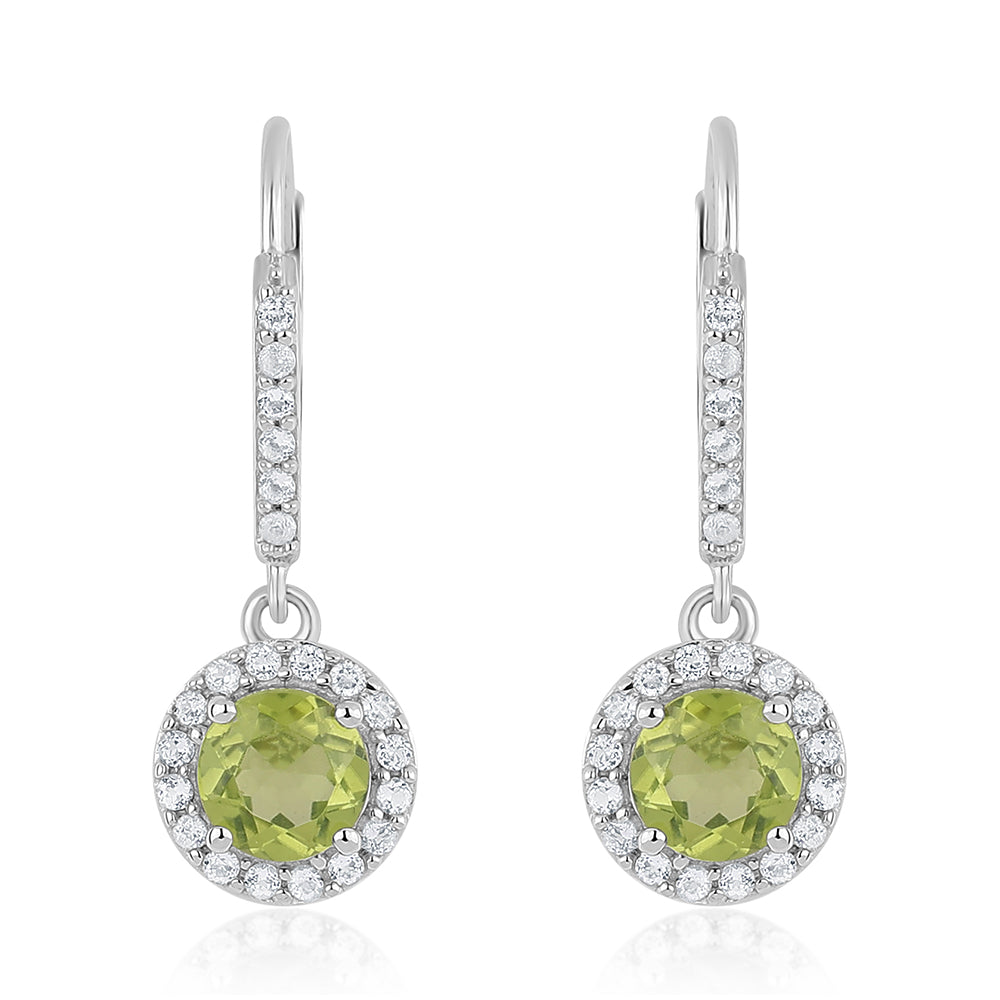 Cercei din Argint 925 ( 2.4 grame ) cu Peridot și Topaz Alb 2.33 Carate