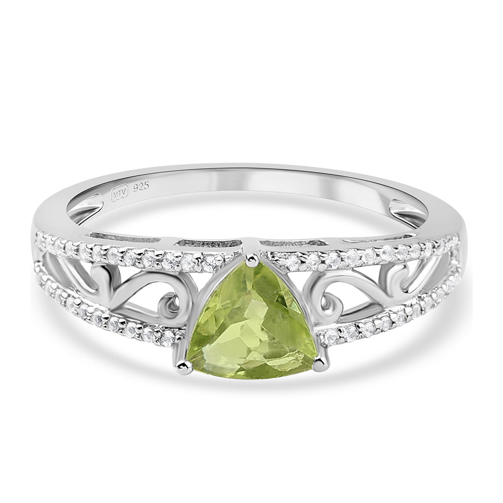 Inel din Argint 925 ( 2.65 grame ) cu Peridot și Topaz Alb 1.32 Carate 1 