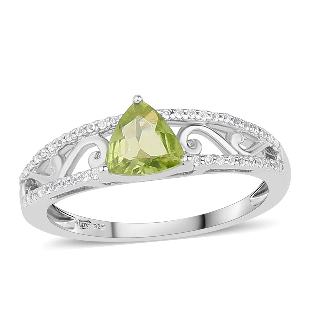 Inel din Argint 925 ( 2.65 grame ) cu Peridot și Topaz Alb 1.32 Carate