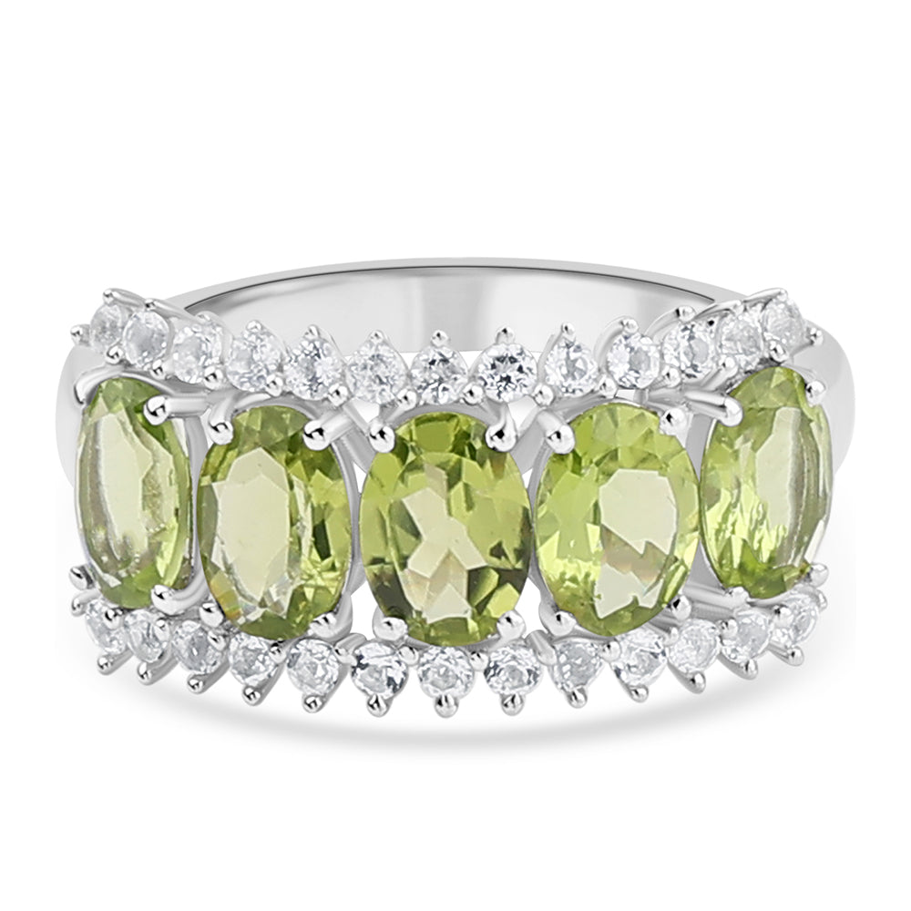 Inel din Argint 925 ( 3.4 grame ) cu Peridot și Topaz Alb 4.14 Carate