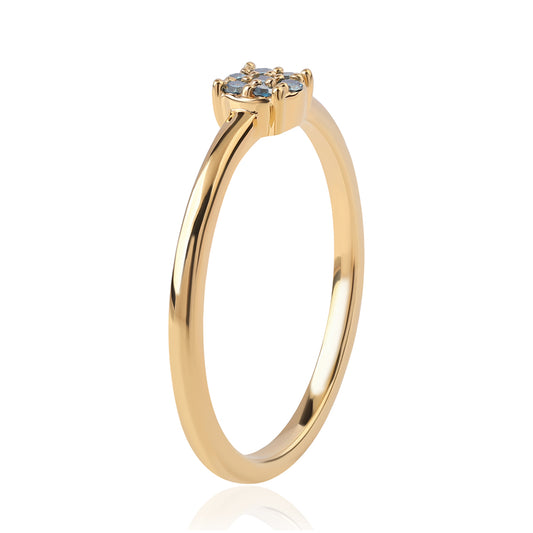 Inel din Argint 925 Placat cu Aur ( 1.68 grame ) cu Diamant Albastru 0.11 Carate