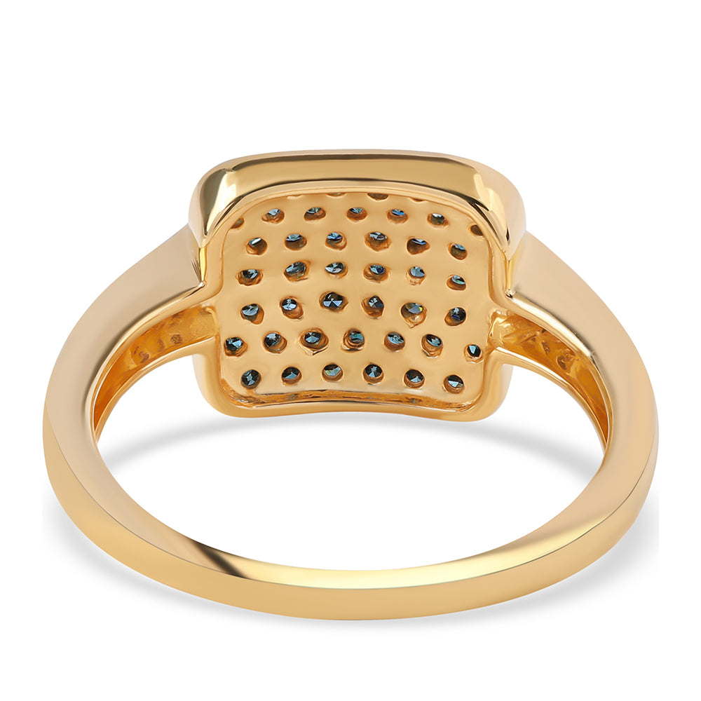 Inel din Argint 925 Placat cu Aur ( 3.73 grame ) cu Diamant Albastru și Diamant Alb 0.74 Carate 3 