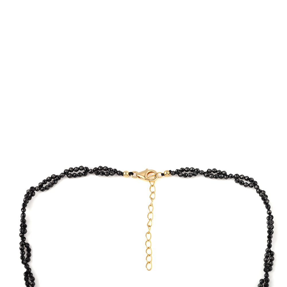 Colier din Argint 925 Placat cu Aur ( 0.93 grame ) cu Spinel Negru 30.75 Carate 3 