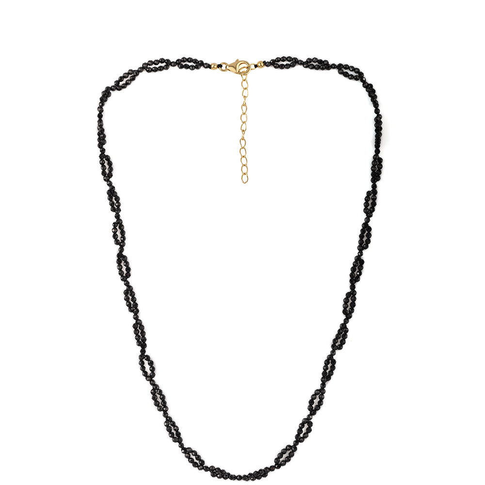 Colier din Argint 925 Placat cu Aur ( 0.93 grame ) cu Spinel Negru 30.75 Carate 5 