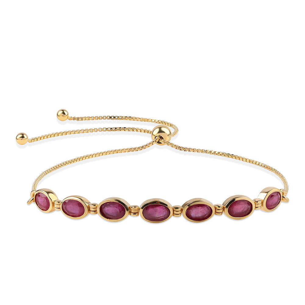 Brățară din Argint 925 Placat cu Aur ( 4.21 grame ) cu Rubin Mozambic 4.76 Carate 1 