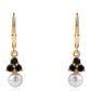 Cercei din Argint 925 Placat cu Aur ( 1.64 grame ) cu Spinel Negru și Perlă de Apă Dulce Albă 3.73 Carate