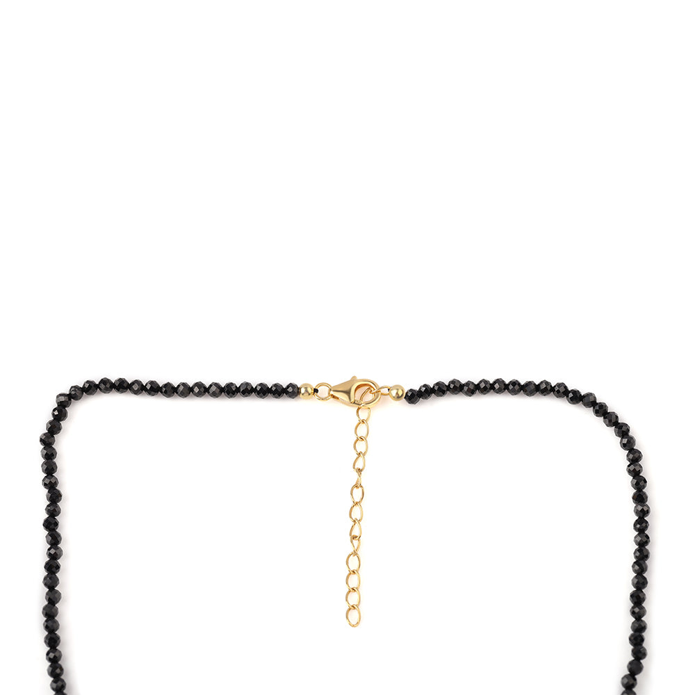 Colier din Argint 925 Placat cu Aur ( 0.93 grame ) cu Spinel Negru și Perlă de Apă Dulce Albă 39.5 Carate 4 