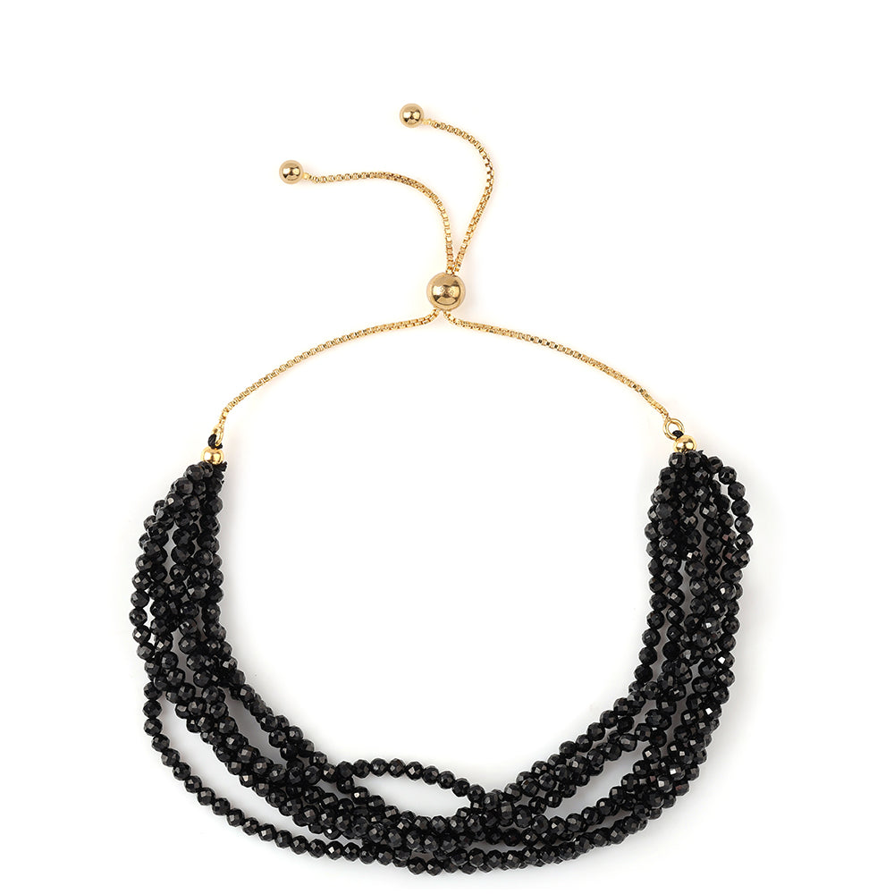 Brățară din Argint 925 Placat cu Aur ( 1.32 grame ) cu Spinel Negru 53.13 Carate