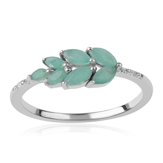 Inel din Argint 925 ( 1.72 grame ) cu Smarald Brazilian și Topaz Alb 1.06 Carate