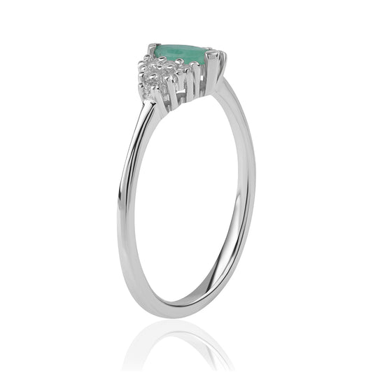 Inel din Argint 925 ( 1.76 grame ) cu Smarald Brazilian și Topaz Alb 0.65 Carate