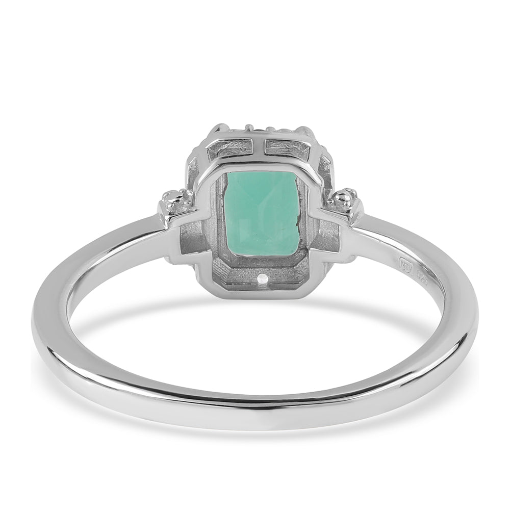 Inel din Argint 925 ( 2.39 grame ) cu Smarald Brazilian și Topaz Alb 1.14 Carate 4 