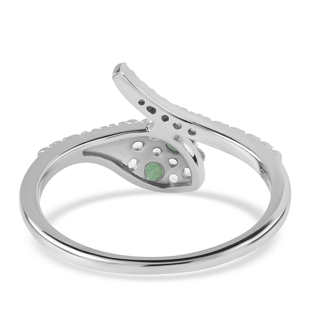 Inel din Argint 925 ( 2.21 grame ) cu Smarald Brazilian și Topaz Alb 0.34 Carate 5 