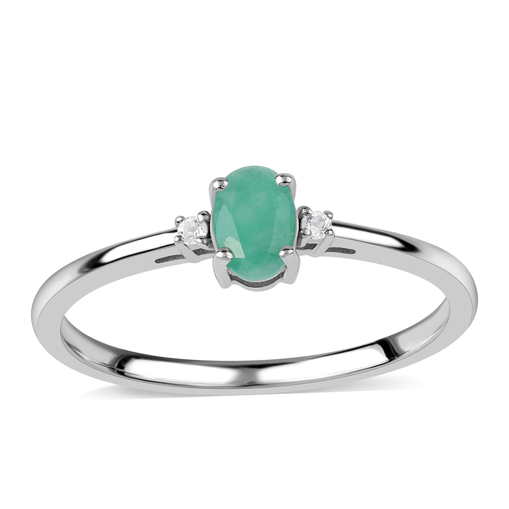 Inel din Argint 925 ( 1.64 grame ) cu Smarald Brazilian și Topaz Alb 0.53 Carate 1 