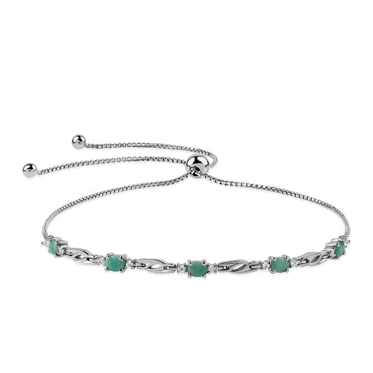 Brățară din Argint 925 ( 3.69 grame ) cu Smarald Brazilian și Topaz Alb 0.95 Carate