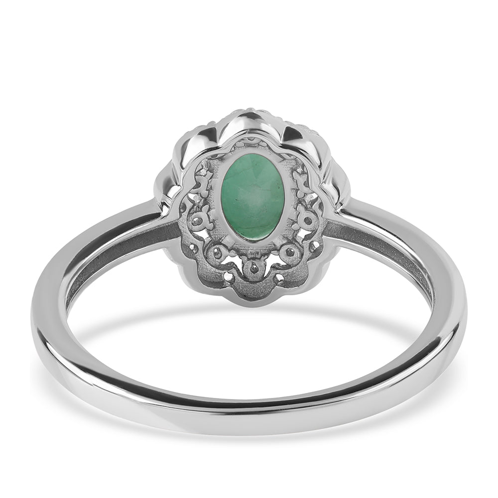 Inel din Argint 925 ( 2.49 grame ) cu Smarald Brazilian și Topaz Alb 0.9 Carate