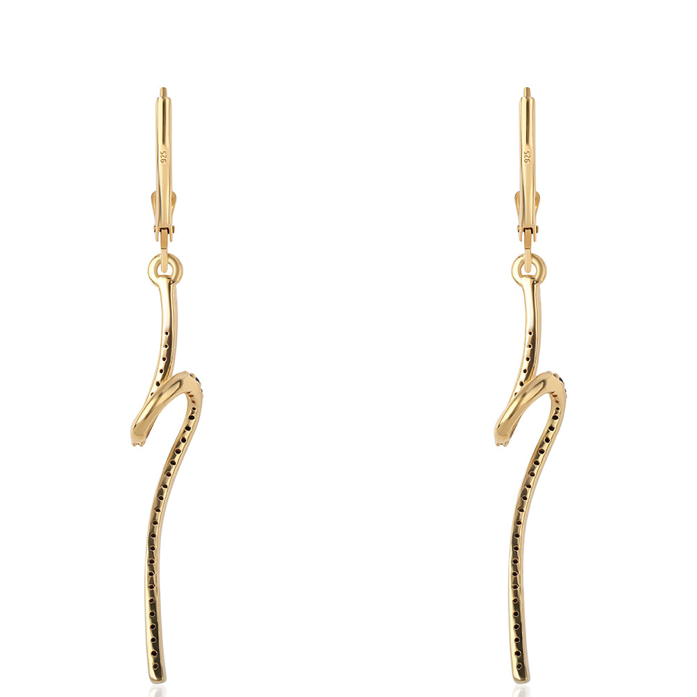 Cercei din Argint 925 Placat cu Aur ( 2.82 grame ) cu Spinel Negru 0.57 Carate 3 