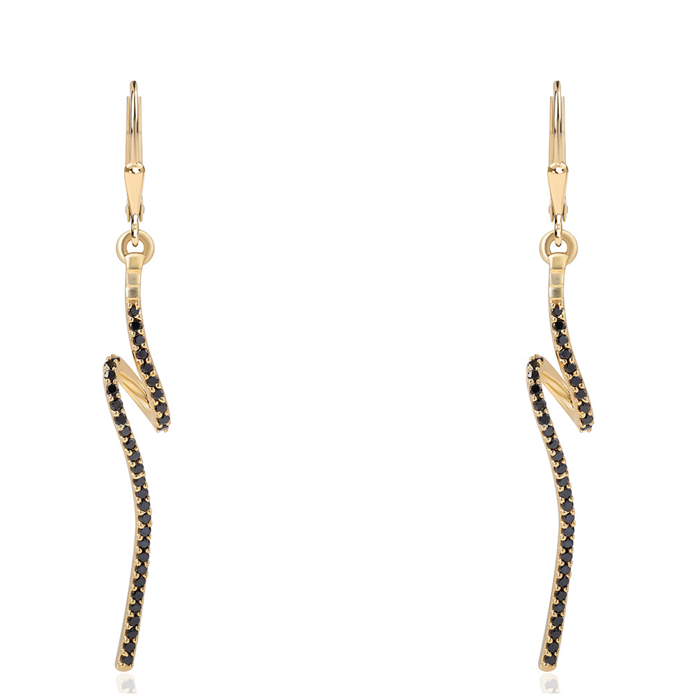 Cercei din Argint 925 Placat cu Aur ( 2.82 grame ) cu Spinel Negru 0.57 Carate 6 