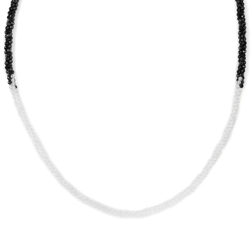 Colier din Argint 925 Placat cu Aur ( 0.97 grame ) cu Spinel Negru și Topaz Alb 70 Carate 3 