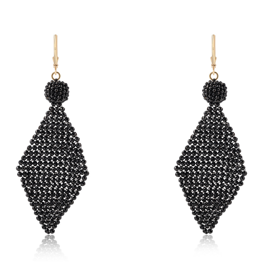 Cercei din Argint 925 Placat cu Aur ( 0.8 grame ) cu Spinel Negru 50 Carate 2 