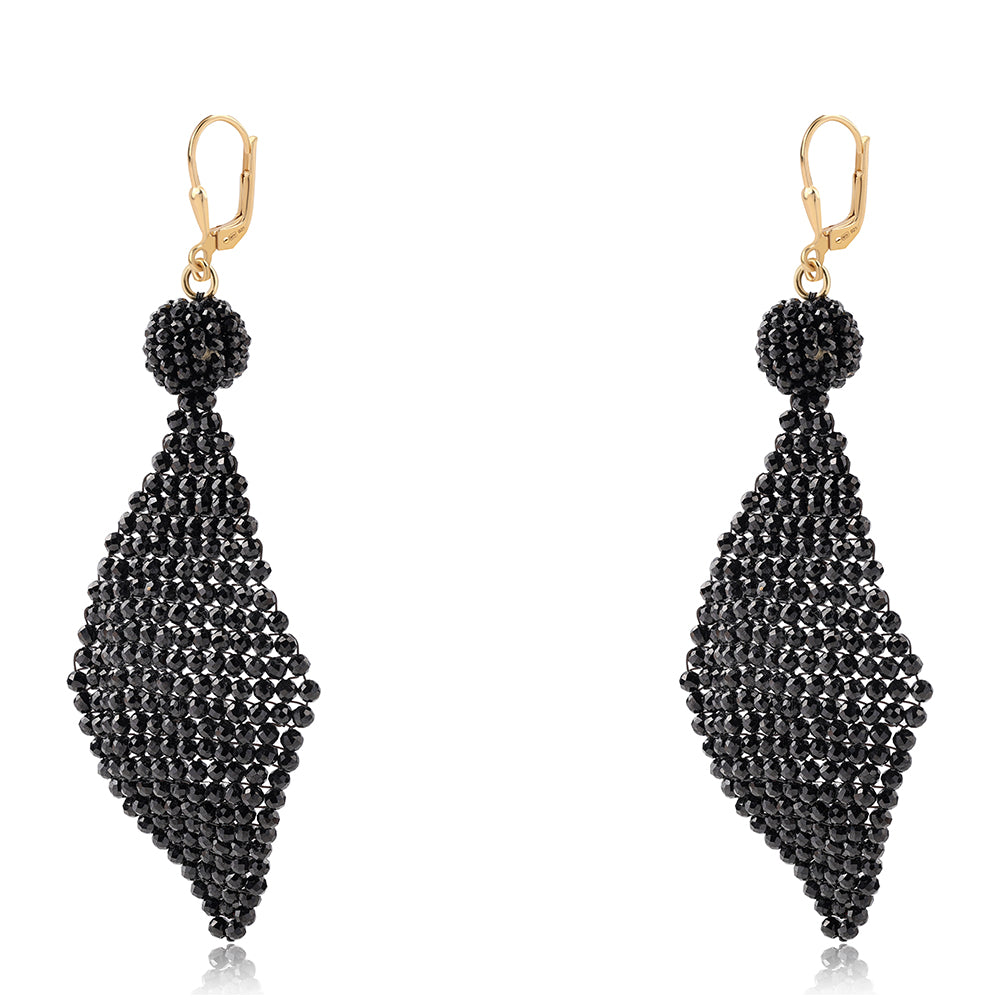 Cercei din Argint 925 Placat cu Aur ( 0.8 grame ) cu Spinel Negru 50 Carate 1 