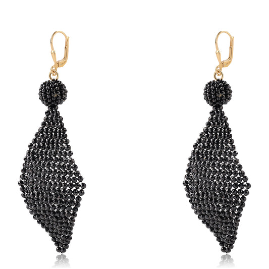 Cercei din Argint 925 Placat cu Aur ( 0.8 grame ) cu Spinel Negru 50 Carate