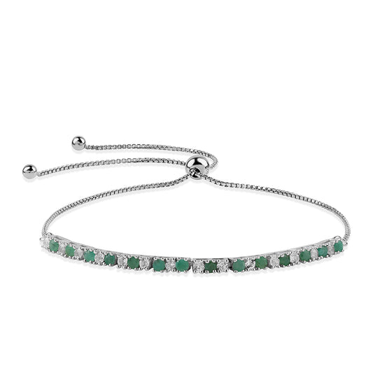 Brățară din Argint 925 ( 3.5 grame ) cu Smarald Brazilian și Topaz Alb 1.12 Carate